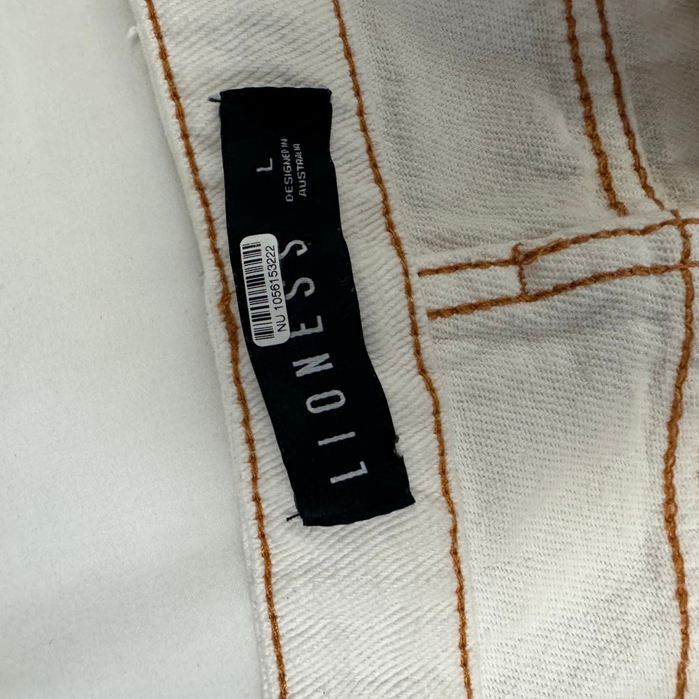 Lioness Barbie Split Cream White Denim Maxi Skirt Women's L - Picture 7 of 10